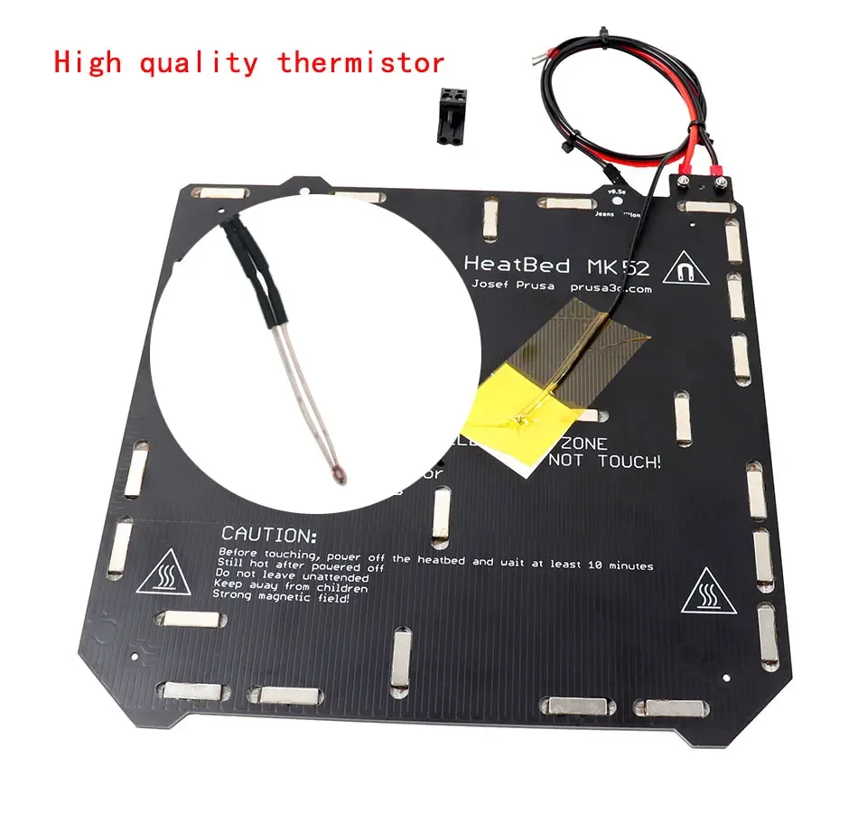 Prusa I3 MK2.5S 3D 프린터 MK52 가열 베드, 12V 조립 N35UH 자석 전원 케이블 서미스터, 섬유 슬리브 I3 Mk2.5 가열 베드