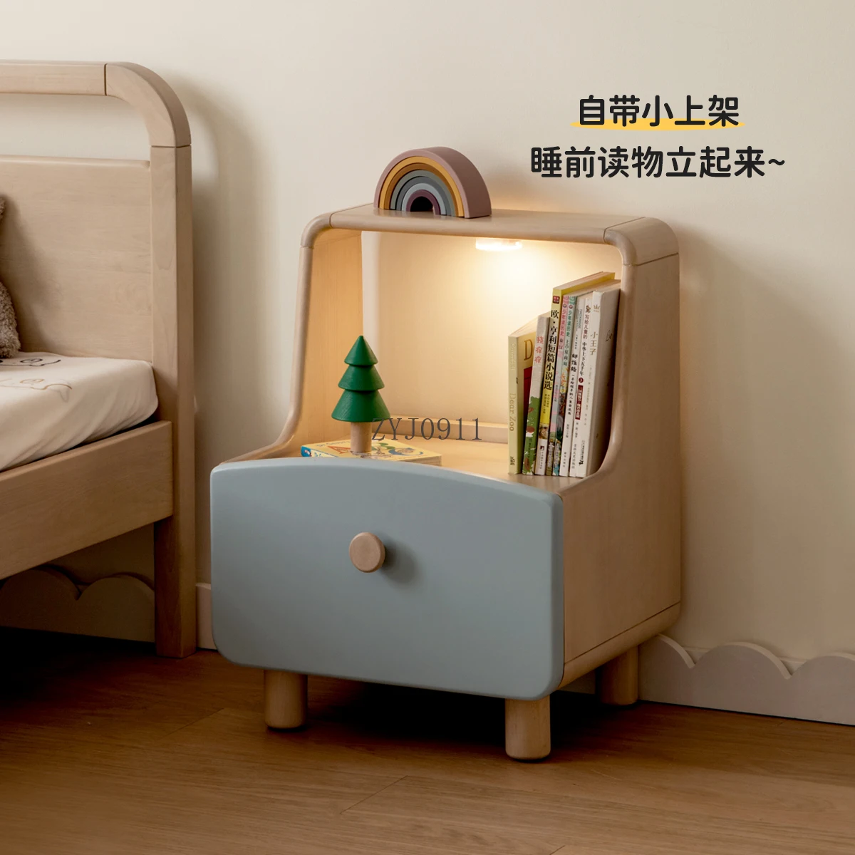 **Solid wood bedside table Simple birch storage cabinet Locker Children's small apartment