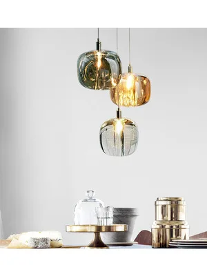 

Nordic led crystal industrial glass modern, потолочные подвесные светильники, стеклянная коробка, люстра, освещение, винтажная лампочка