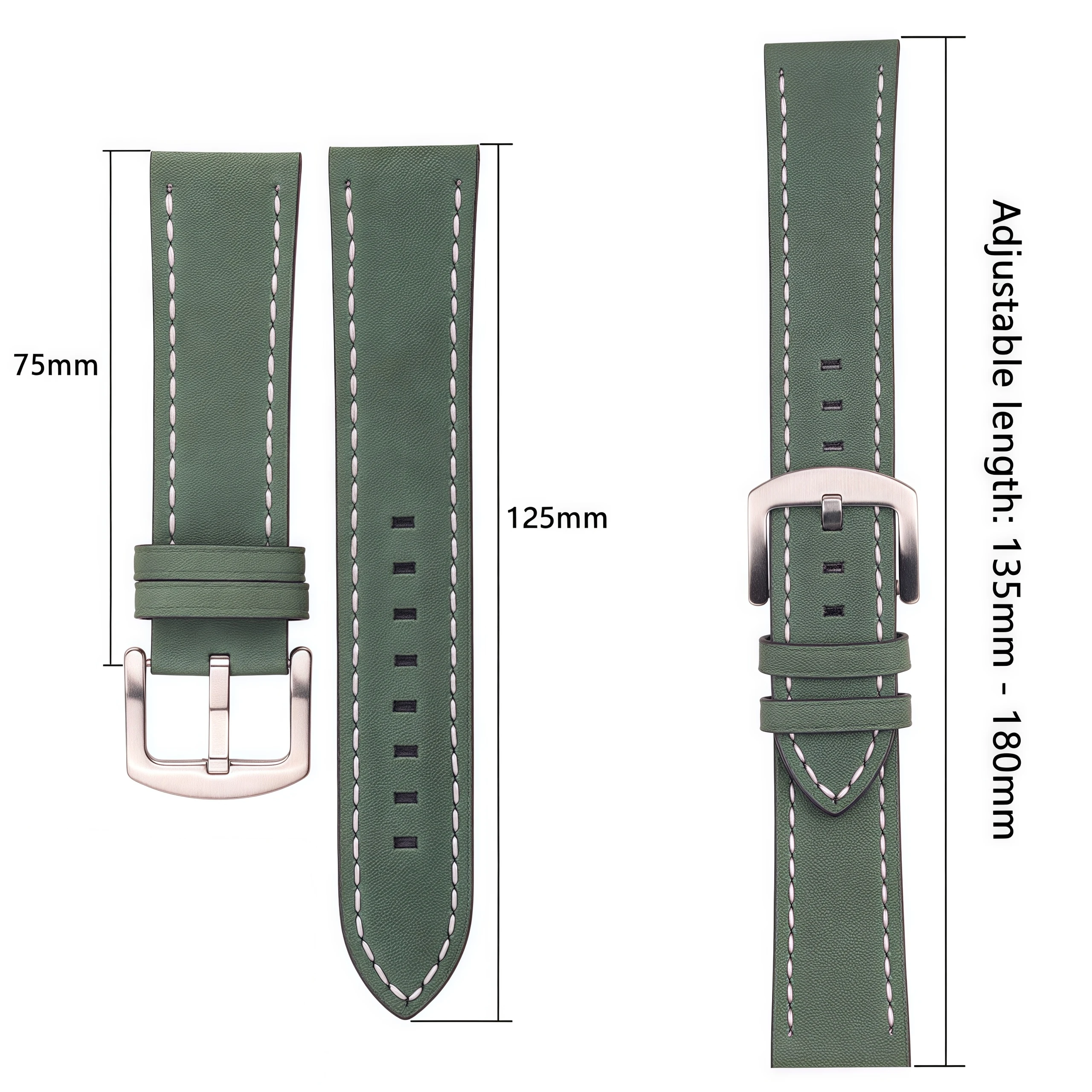 Classic Leather Watch Band - Premium Replacement Strap in 4 Timeless Colors