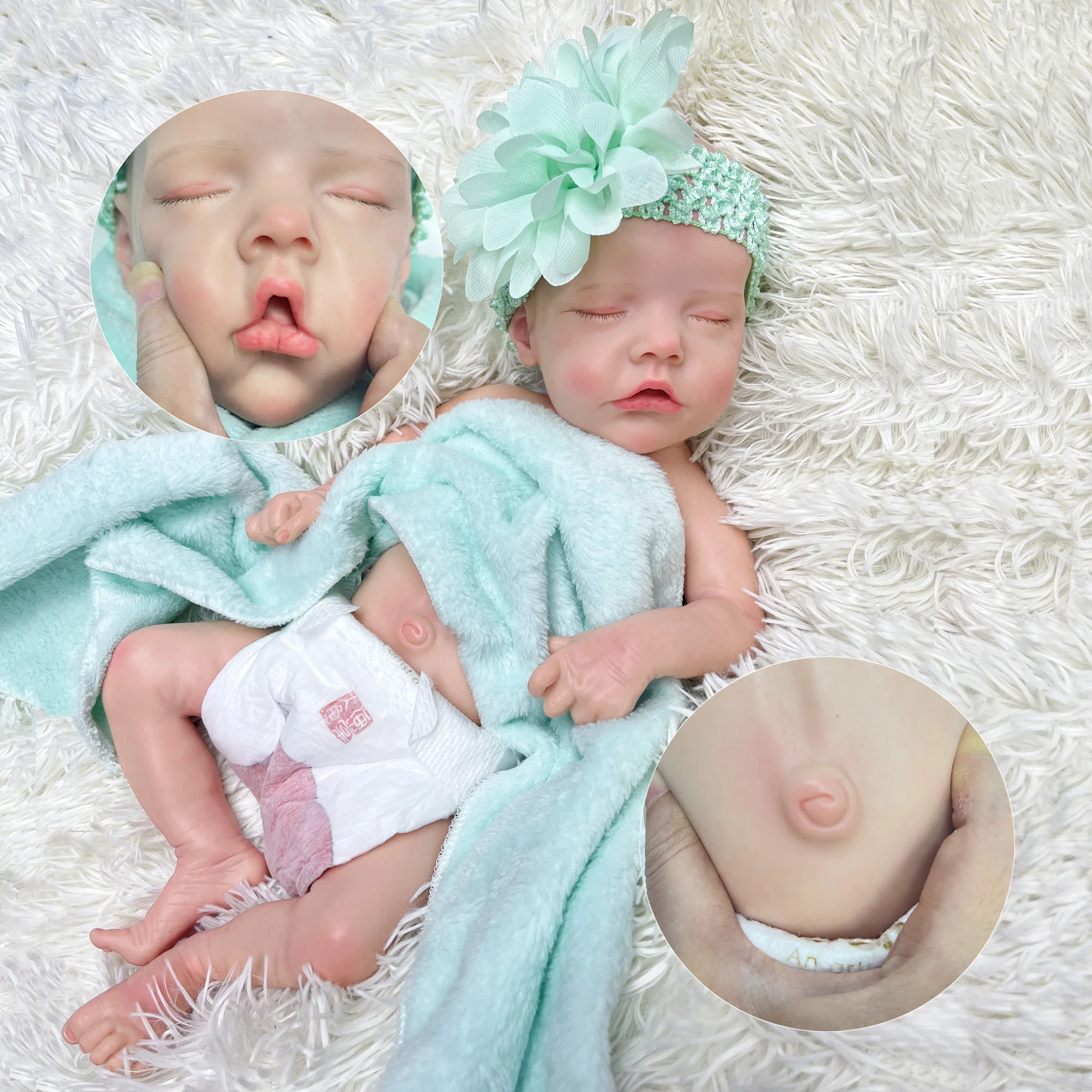 Attyi 18 Pollici Twins B Muslimreborn Baby Dolls Artisti Dipinti Full Body Solid Silicone Real Baby Girl Doll Bambola Appena Nata Fatta A Mano
