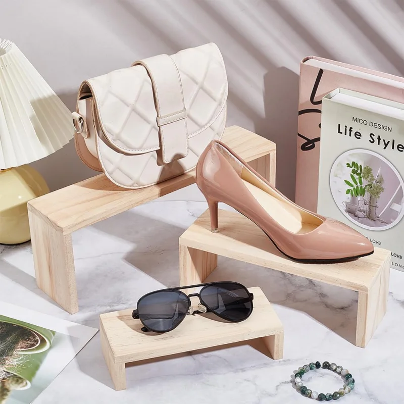 Elegant Wooden Display Risers for Crafts, Jewelry, and Collectibles