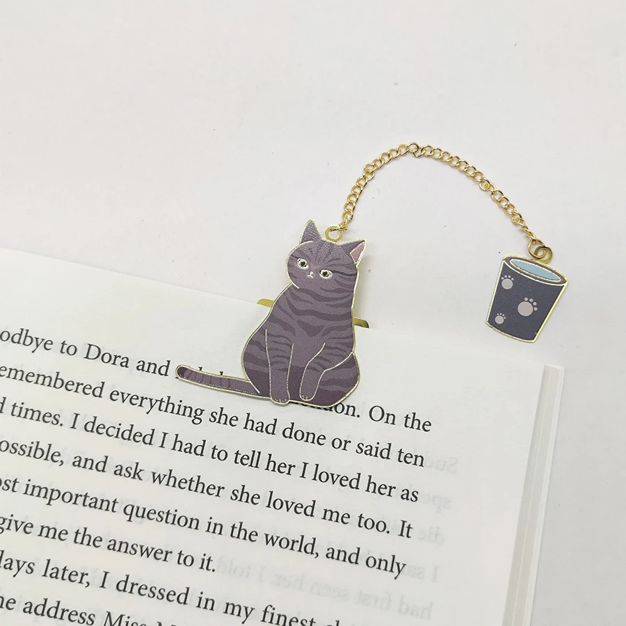 Metal Bookmark 1PC Cat Chaining Bookmark Brass Classical Cute Student Gift