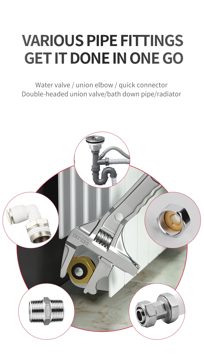 Description Picture 6 of itemUniversal Sanitary Wrench Tool Live Mouth Short Handle Adjustable Large Opening Wrench Kitchen Bathroom Wrench Multifunctional