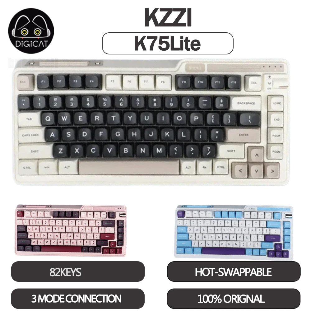 

Kzzi K75Lite Gamer Mechanical Keyboard 3Mode USB/2.4G/Bluetooth Wireless Keyboard RGB Backlit PBT E-sports Gaming Keyboard Gifts
