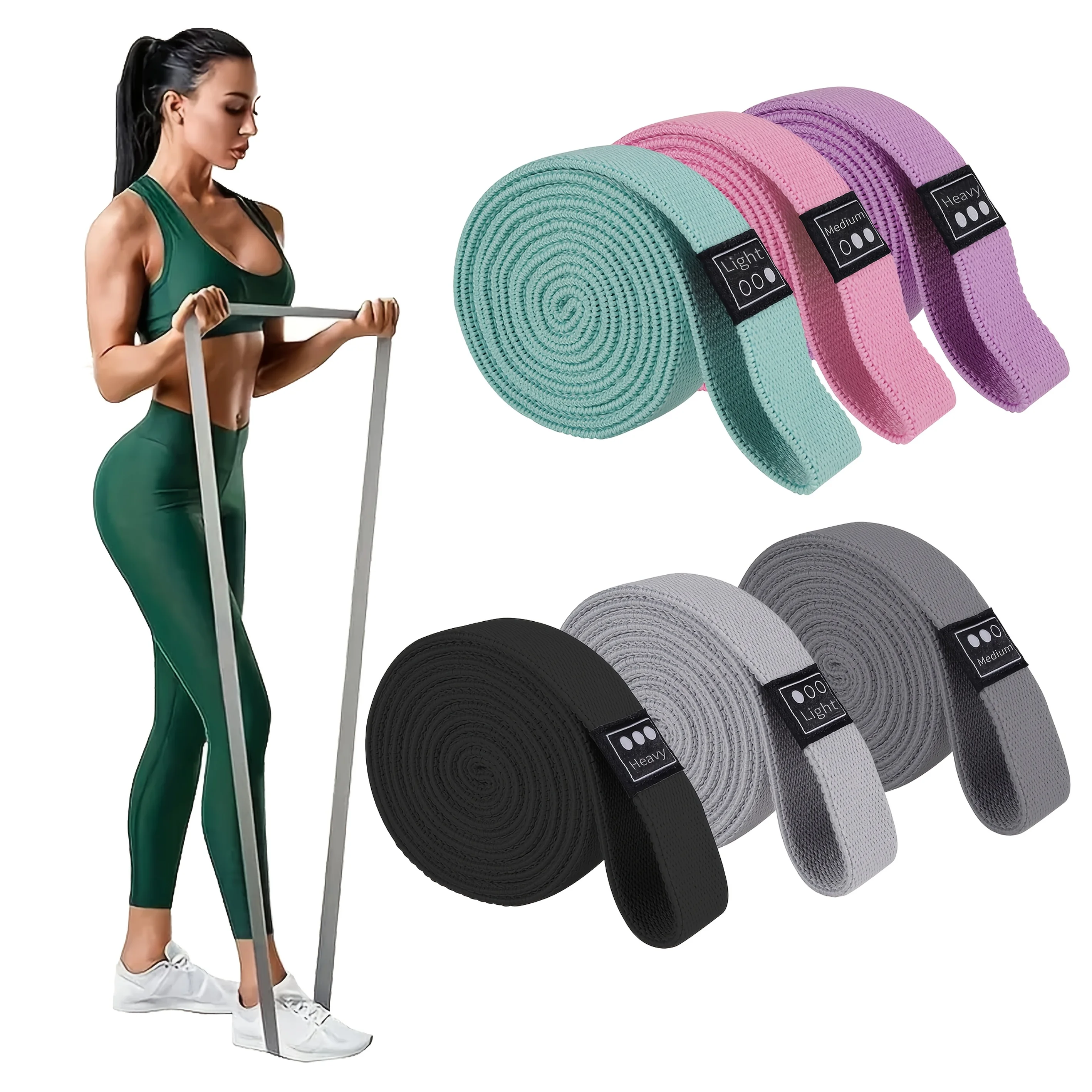 Enhanced Fitness Elastic Resistance Bands Set for Strength and Yoga Training - Multiple Resistance Levels