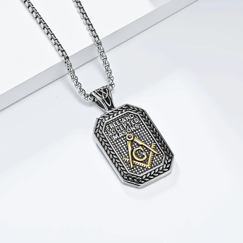 Freimaurer Brief Pullover Kette Edelstahl Männer personalisierte Hip-Hop Mode Anhänger Halskette Schmuck