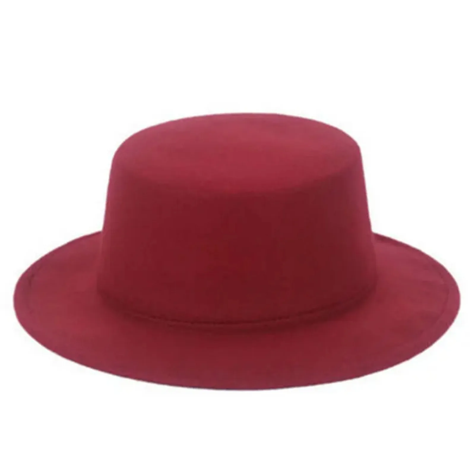 New Fashion Women Men Unisex Wide Brim Panama Hat Autumn Winter Gentleman Elegant Jazz Church Cap Beige Black Red