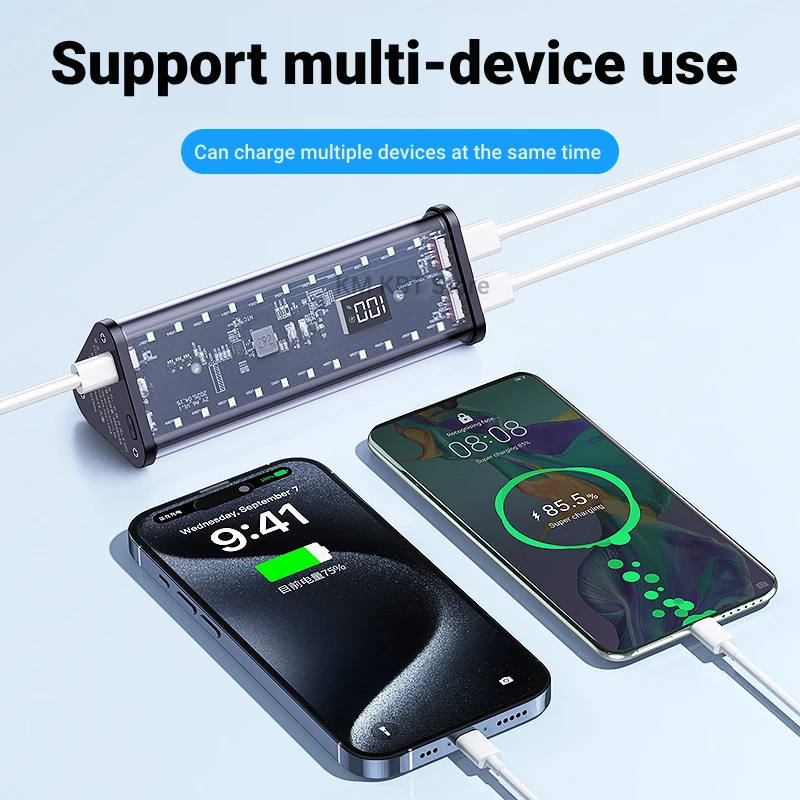 Transparent 22.5W DIY Fast Charging Battery Case - 20000mAh Capacity