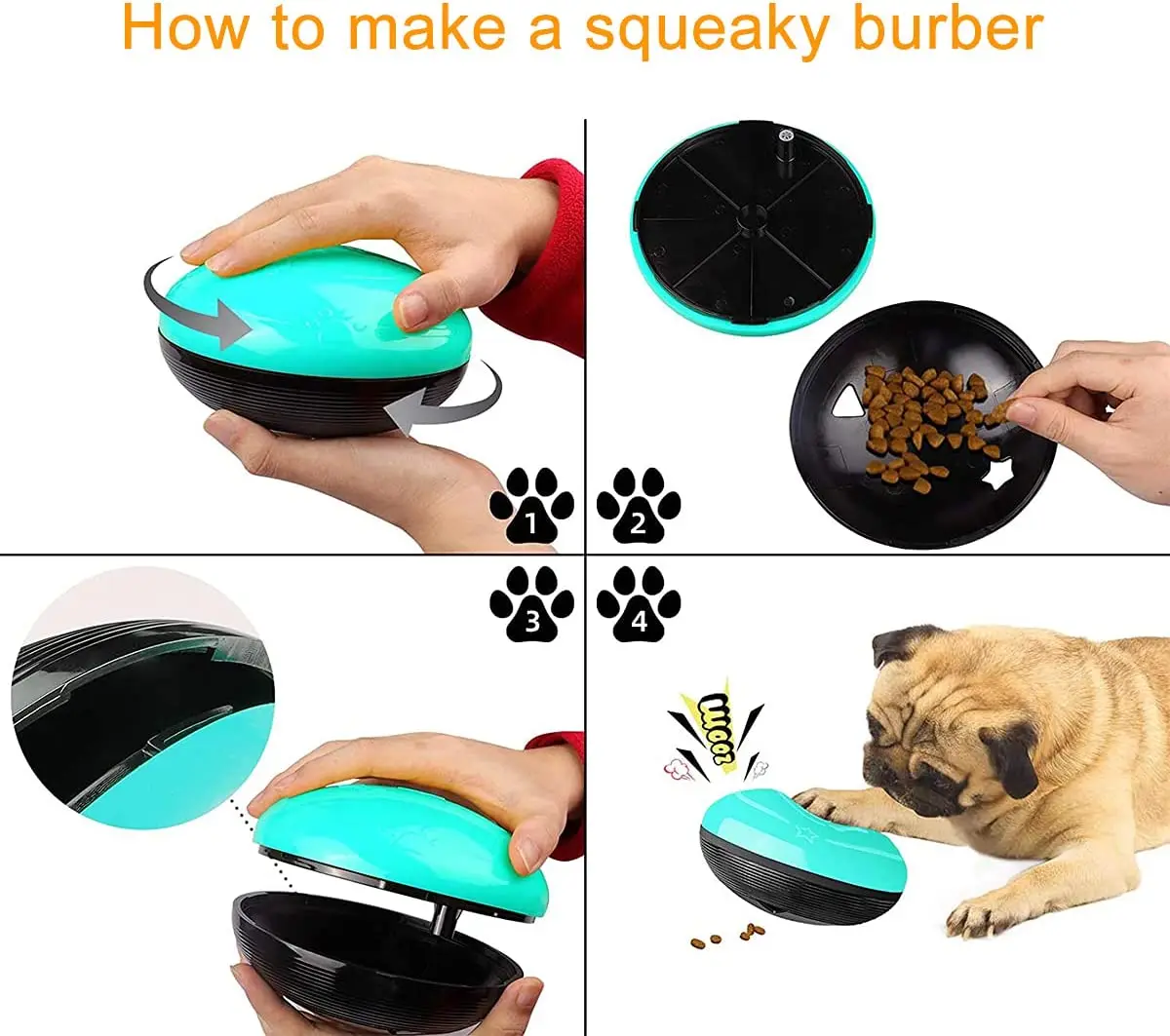 Interactive Dog Puzzle Toy With Squeaker - Slow Feeder For Small