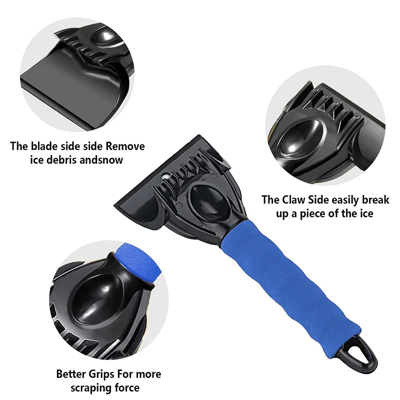 Premium Ice Scraper with Foam Grip and Waterproof Warm Glove – Efficient Snow and Frost Removal Tool