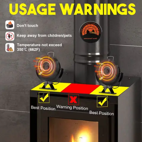 Stove Fan Heat Powered Fireplace Fan Log Wood Burner Eco-fan Quiet 360&deg; Rotating 6 Blade Home Winter Warm Heat Distribution fireplace fan