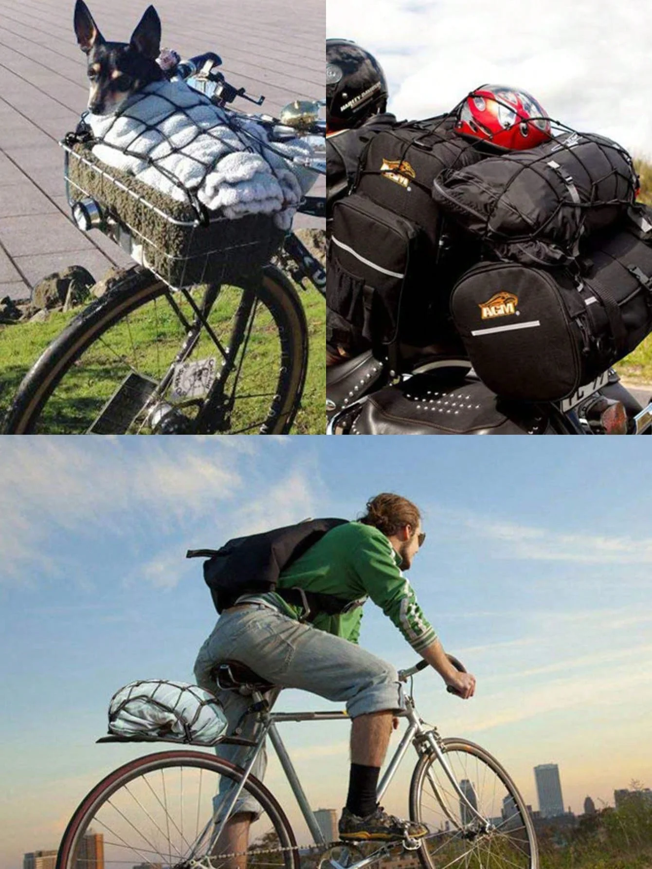 30x30cm elastisches Gepäcknetz (mit Haken), robustes Stretchnetz, passend für Motorrad/Fahrrad/Elektroroller (Rücksitz/Tank), Kraftstofftanknetz – Detail 6