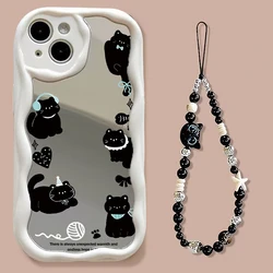 Charming Black Cat Chain Soft Phone Case with Chain Charm - Samsung S23 Ultra (S20523)