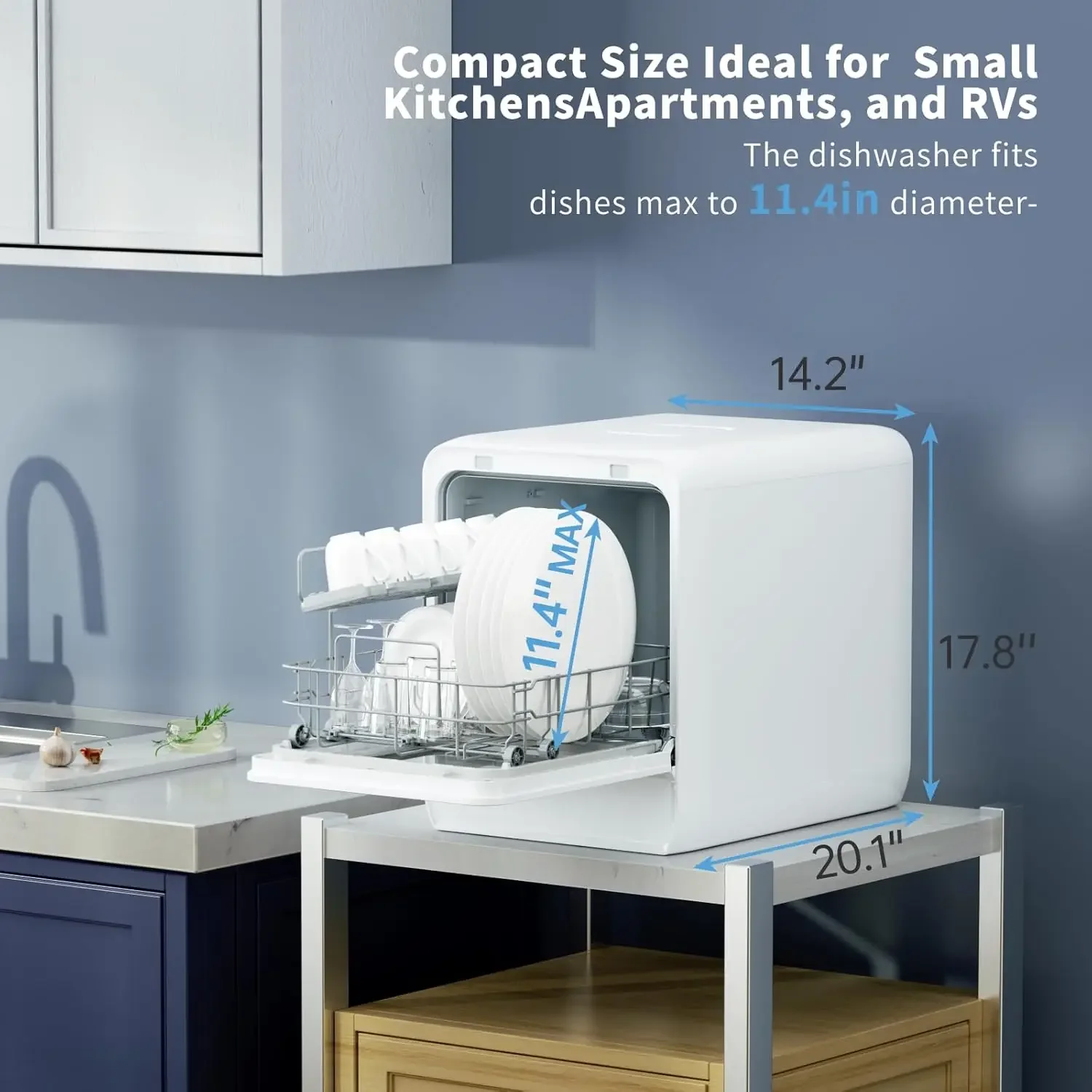 Programs Countertop Dishwasher with 5L Water Tank, Upgrade Air-Dry Function, Portable Dishwasher with 4 Place Settings 2