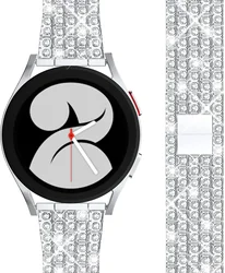 Elegant Diamond Metal Bracelet Watch Band - Premium 20mm/22mm Strap for Gear S3 Frontier (Silver 01)