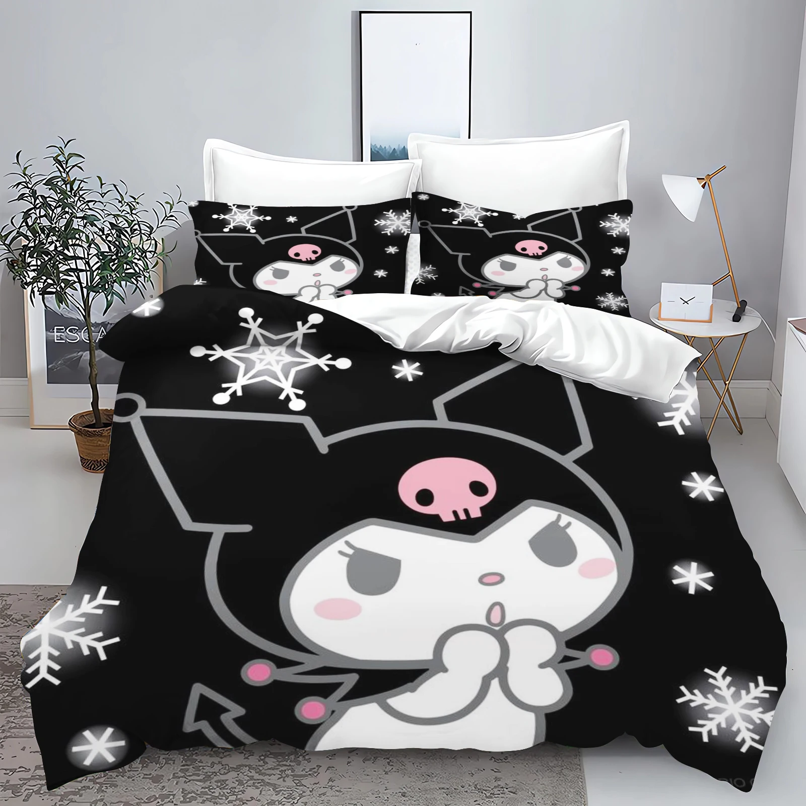 Cute Kuromi Comforter Bedding Sets Quilt Bed Cover Duvet Cover Pillow Case 2-3 Pieces Sets Kids Adult Size Bedroom Decor 2