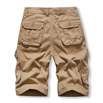 Cargo Shorts 2023 Summer Trend Solid Color Men Slacks Straight Leg All-in Six Point Sports 100% Cotton Zipper Mid Pants Clothing 2