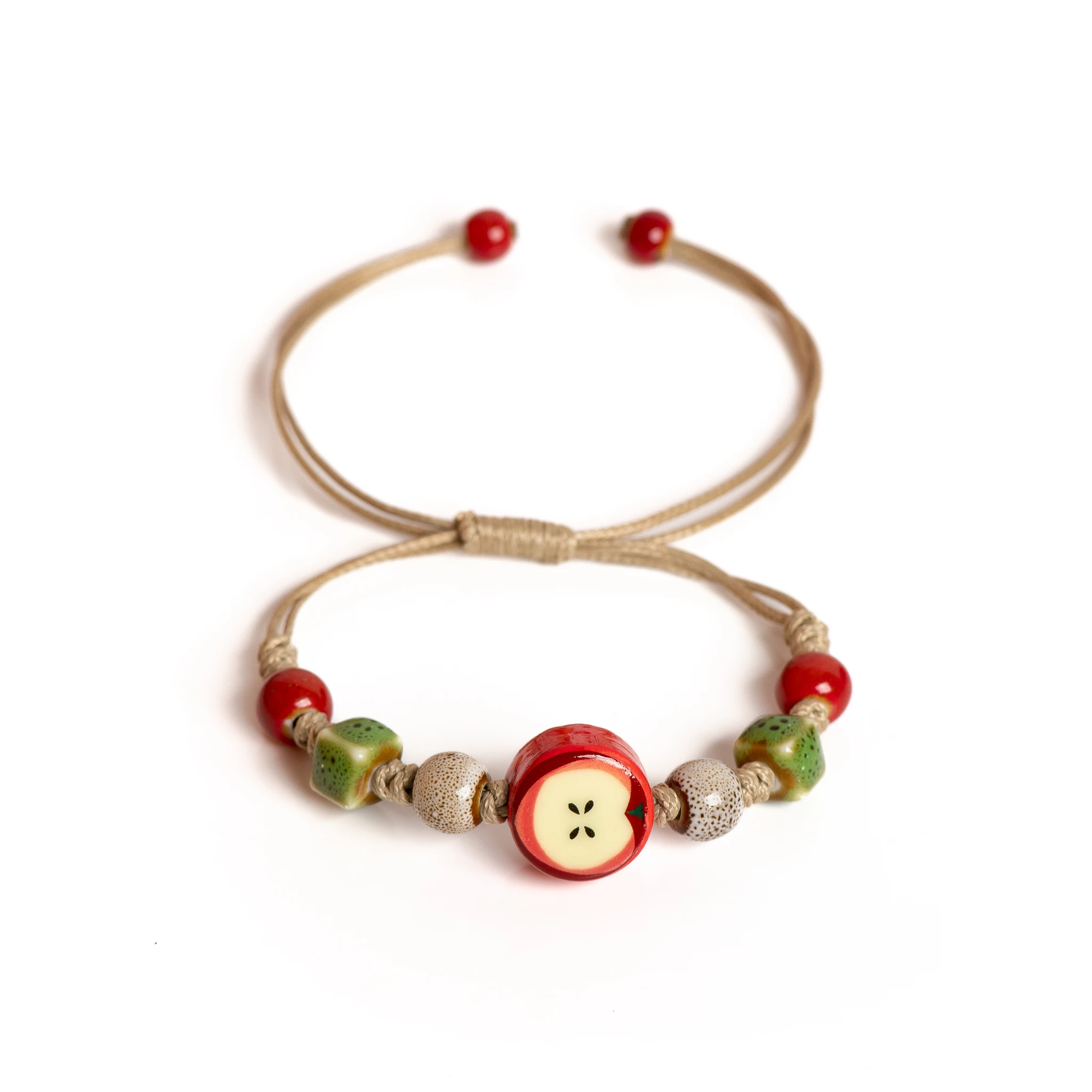 Handmade Apple Bracelet - Adjustable Woven Cord Cartoon Jewelry for Gifts