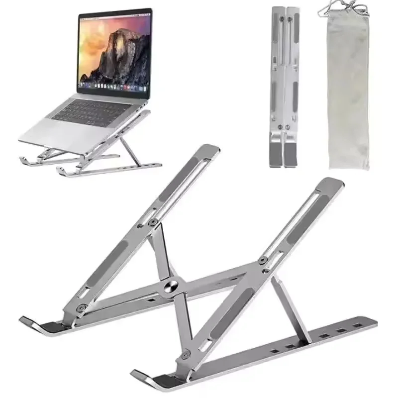 휴대용 노트북 스탠드 알루미늄 노트북 지원 컴퓨터 브래킷 Macbook Air Pro 홀더 액세서리 Pc 용 접이식 무릎 탑베이스