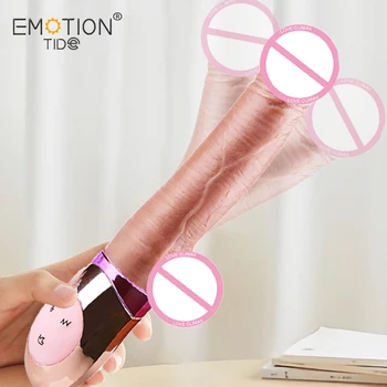 Realistic Dildo Vibrator Female Silicone Retractable Big Penis Vibrating Anal Masturbator Sex Machine Heated Adult Sex Toys 1