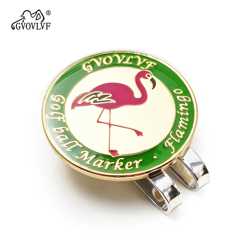 Golf Ball Markers Golf Flamingo Pattern Hat Clip Cartoon Shape Magnetic Ball Marker Accessory 1pc