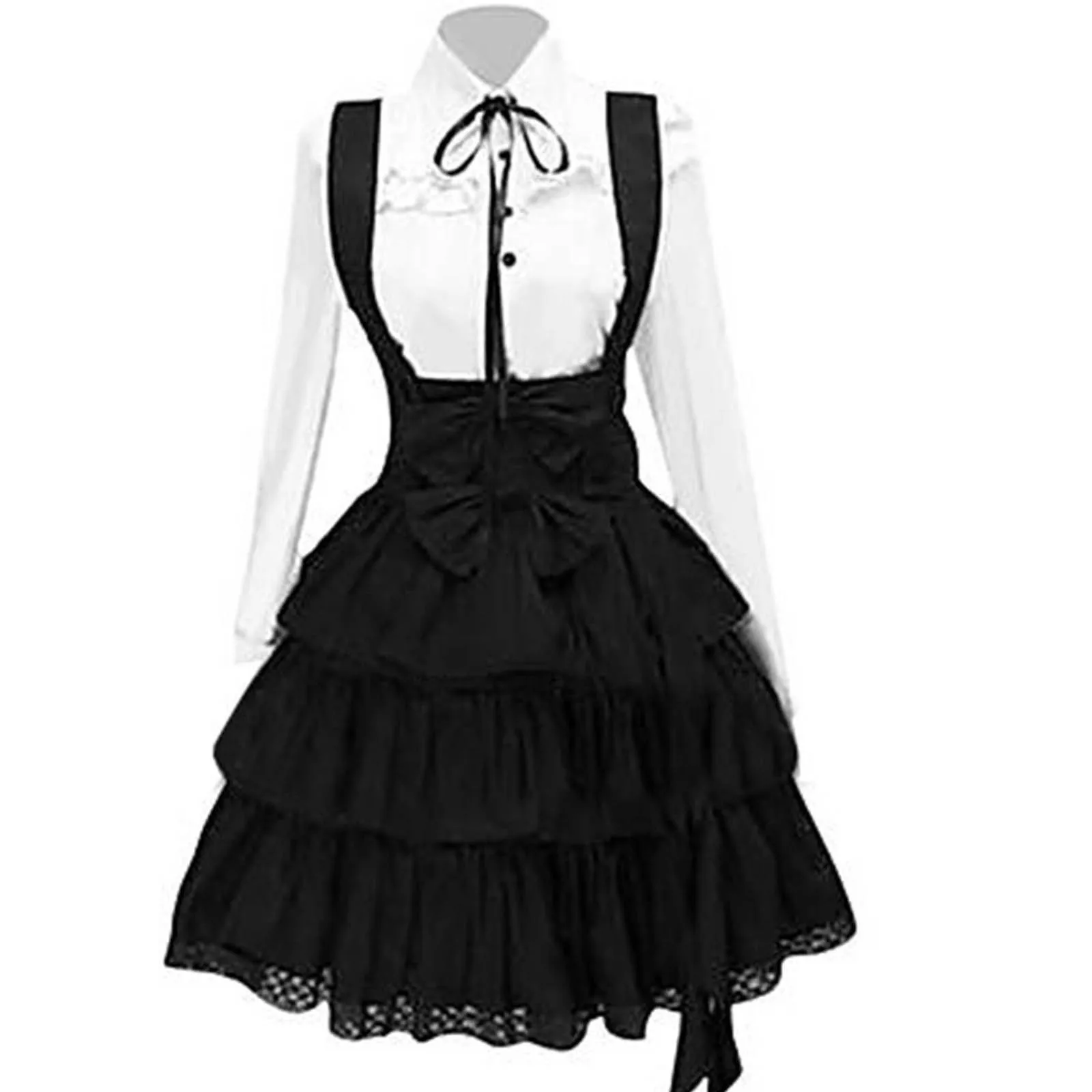 Lolita Princess Skirt Suit Costume 2PC 1PC Dress+1PC Bow Tie Pure Color Medium Skirt lolita suspender dress lolita dress lolita cosplay costumes lolita skirt dress two piece sets