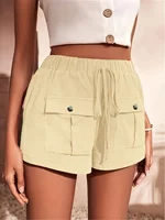Women's oversized woven solid color summer shorts