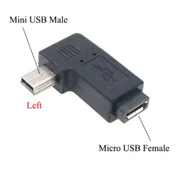 Compact 90° Angle Mini USB to Micro USB Adapter Plug (C)
