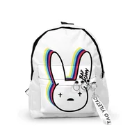 Hip Hop Youthful Bad bunny Notebook School Bags Notebook Backpacks 3D Print Oxford Waterproof Key Chain Small Travel Bags 2