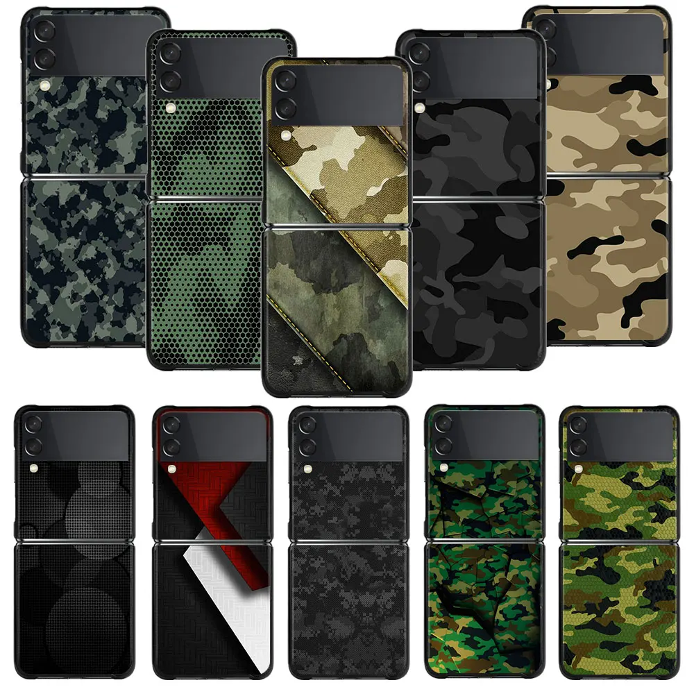 Camouflage Pattern Camo Military Army Phone Funda Fundas For Samsung Galaxy Zflip Zflip3 Flip Z Flip3 5G Hard Pc
