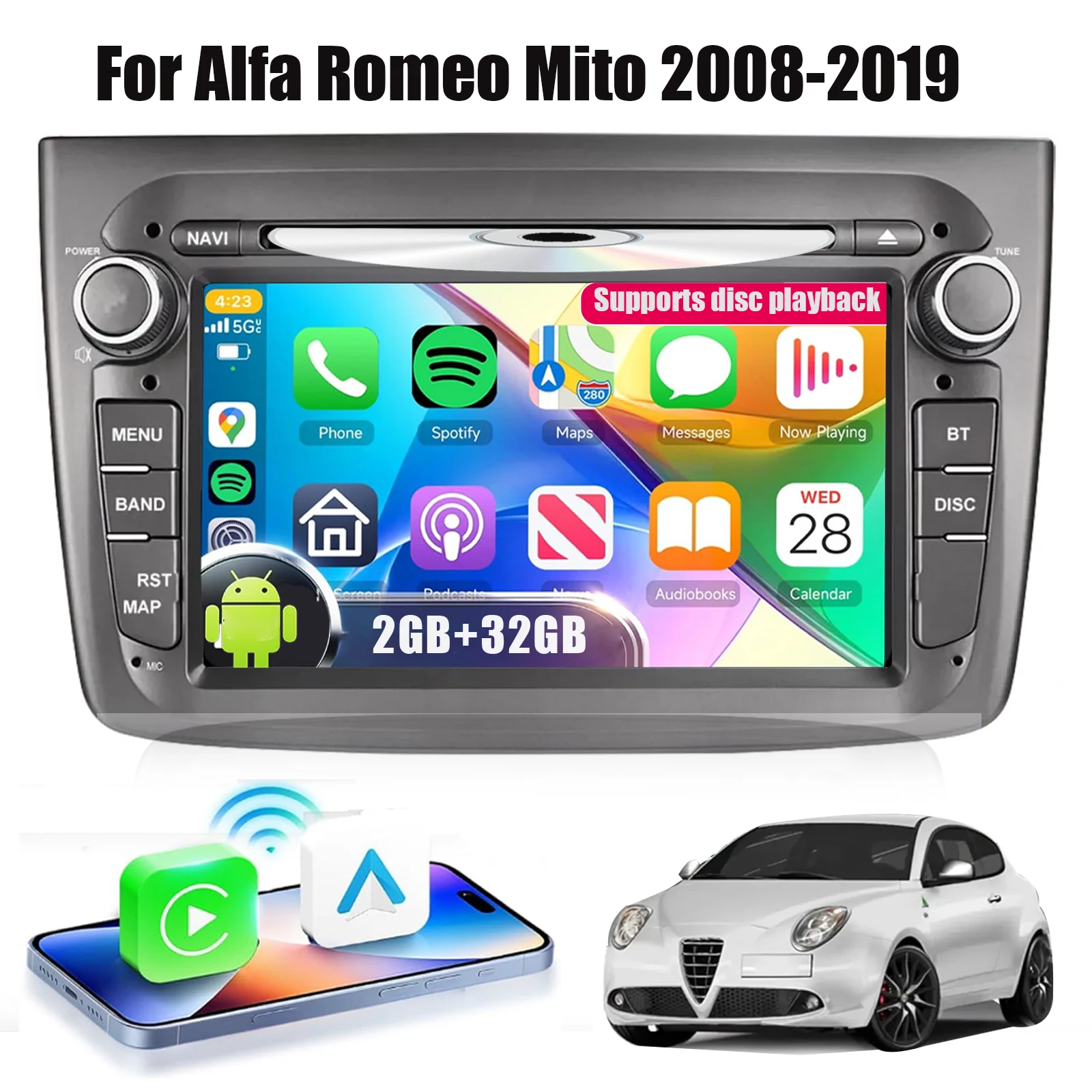 Android Car Radio For Alfa Romeo Mito 2008- 2019 Multimedia Player Supports CarP