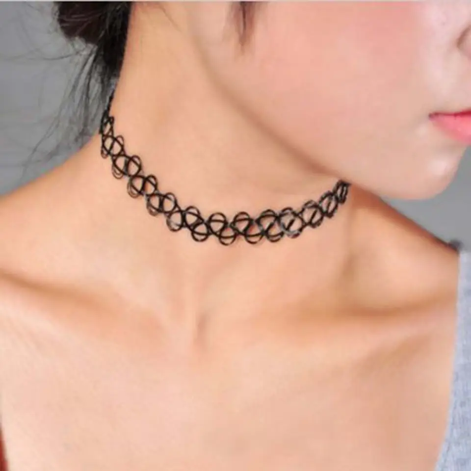 4 Collane Elasticizzate Nere Vintage – Gioielli Tatuaggio Per Donna E Ragazza – Regalo Compleanno - 5