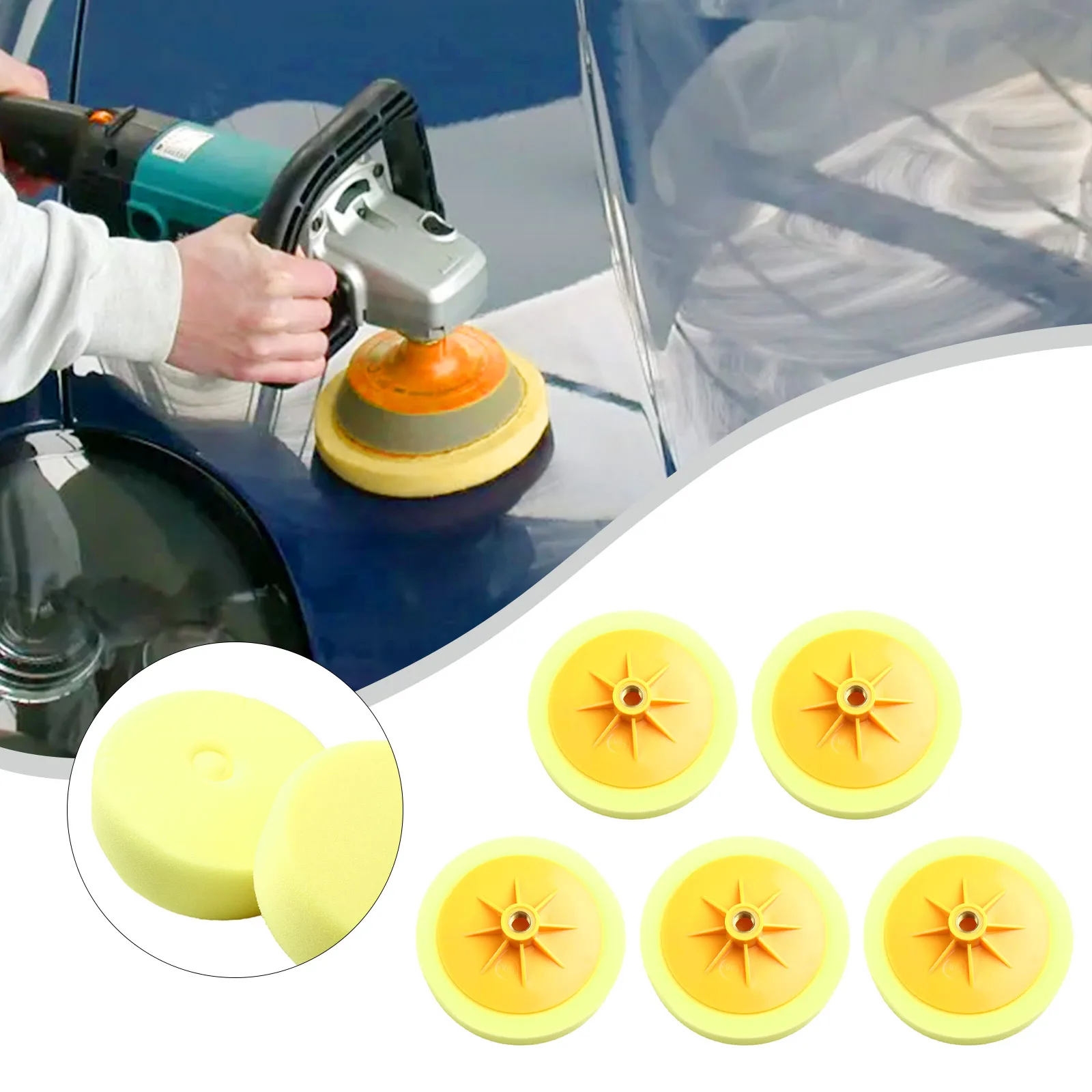 5PCS 6 Inch150mm M14 Polishing Pad Sponge Foam Buffing Wheel For Car Polishing And Buffing Power Tool Replacement Accessories