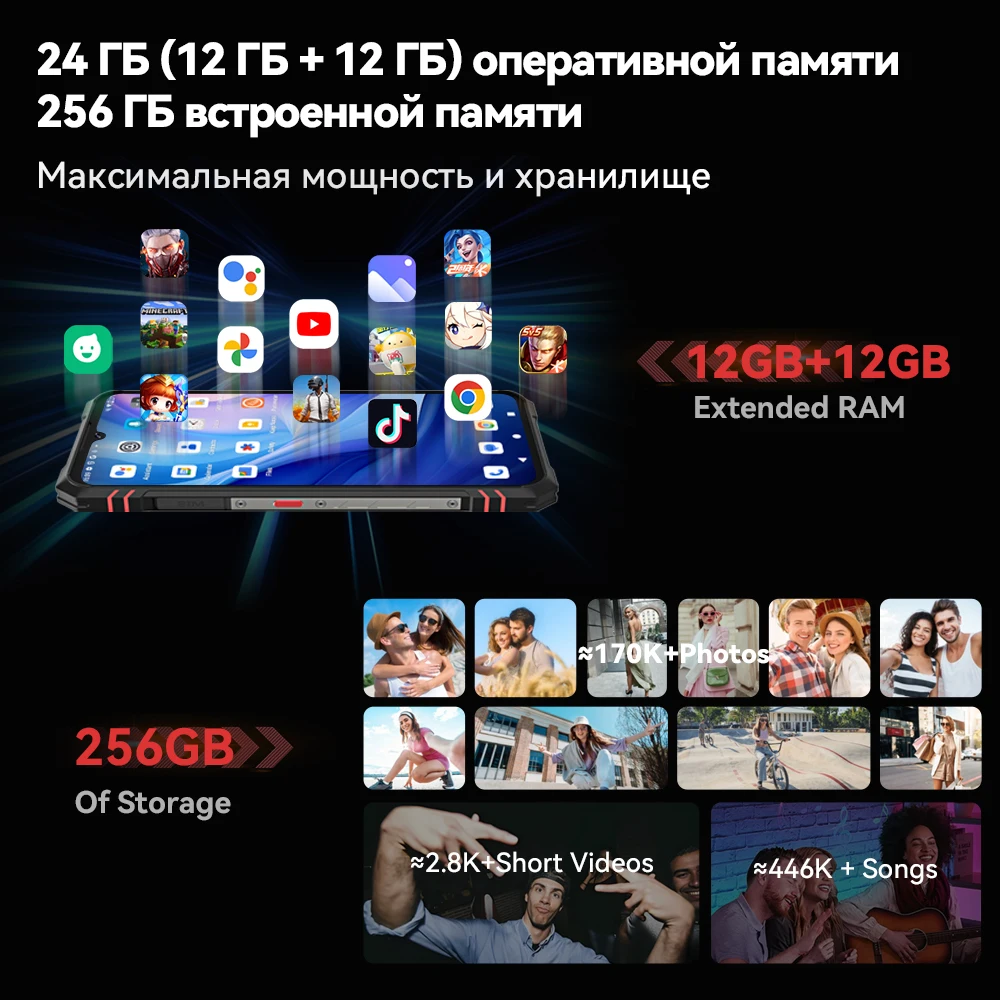 Cubot King Kong Star 2, Ultra-Slim Rugged Smartphone 5G, 4nm MTK D8200, 24GB+256GB,6.72-inch 144Hz Large Display 3