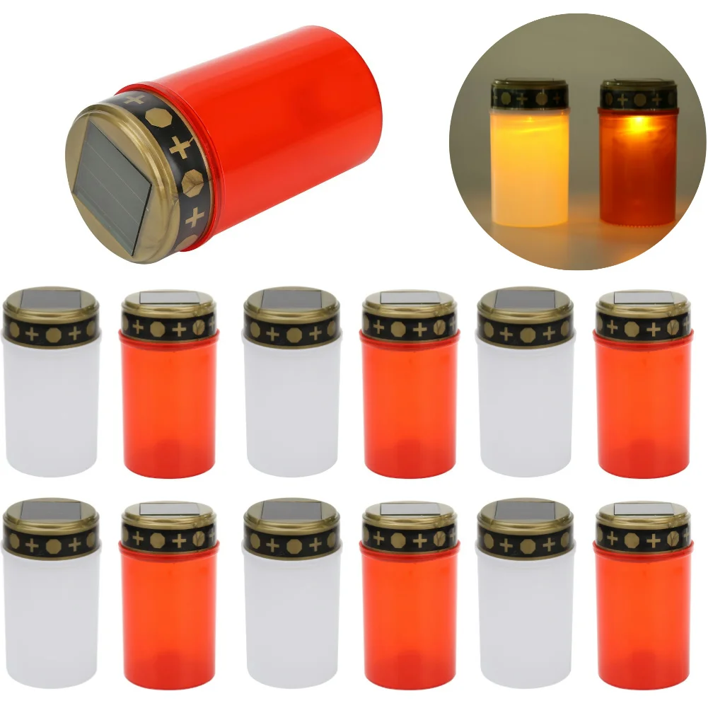 Image showcasing Solar Electronic Candles Tea Light Grave Cemetery Ritual Lawn Lighting ...