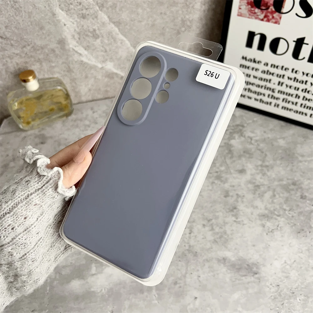 Solid Color Liquid Silicone Shockproof Case with Camera Lens Protection and Box