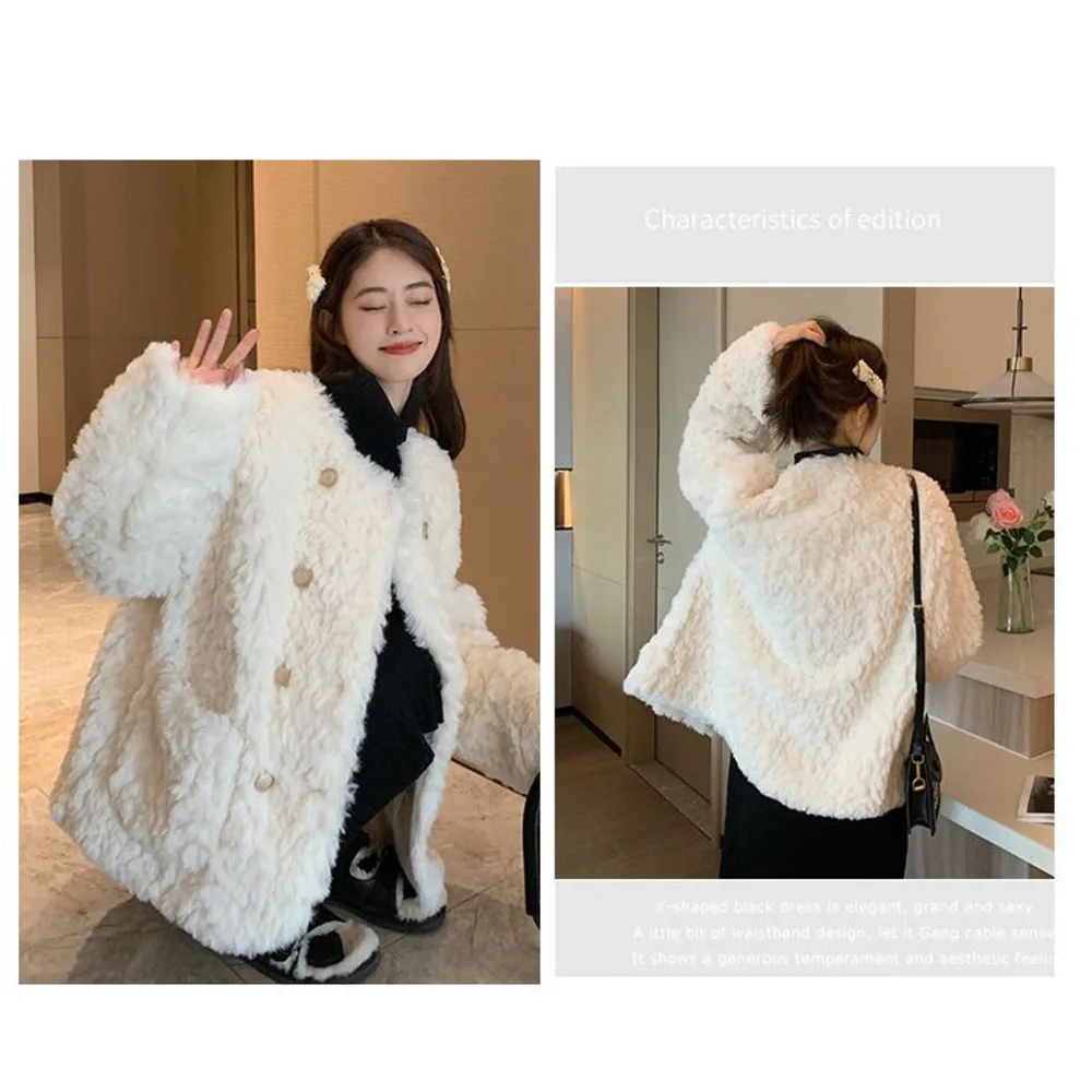 Xiaoxiangfeng Lamb Hair sieviešu īsie 2023. gada ziemas jauni mazi un vaļīgi biezas vilnas kokvilnas mētelis_voghion.com