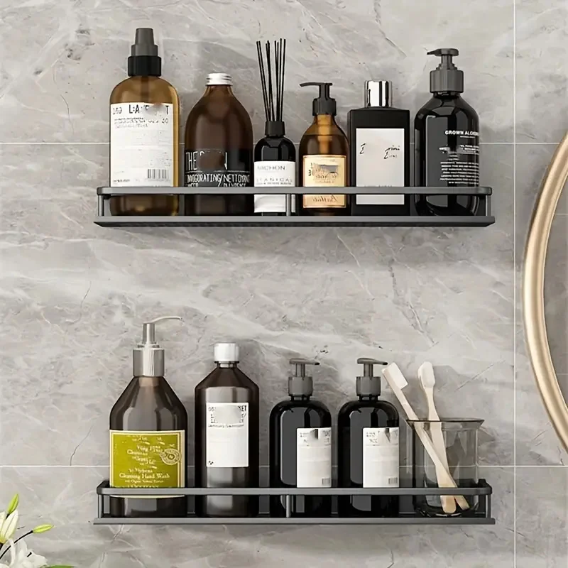 Storage rack bathroom shelf rack bathroom storage rack wall shelf organizer wall shelf space aluminum bathroom rack wall-mounted shower rack bathroom hanging plate accessories