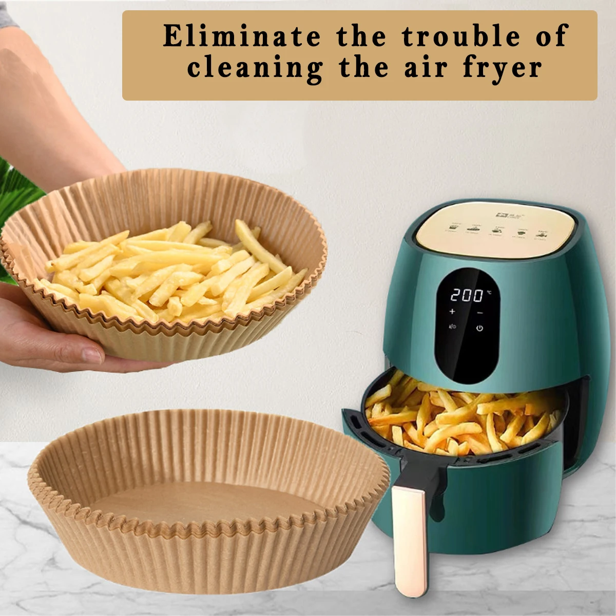 100 PCS Air Fryer Disposable Paper Liner Pinkiou Non-stick Air Fryer Liners Paper Liners Parchment