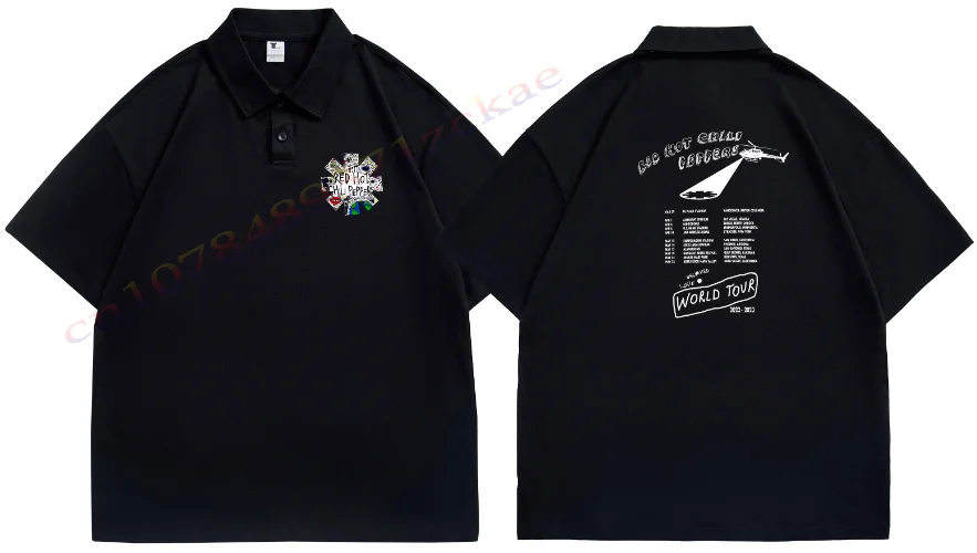 

polo shirt pure cotton Red Hot Chili black shirt Peppers black top Unlimited Love World Tour printed men's and women's tee