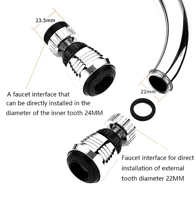 ZhangJi 360 Degree Kitchen Faucet Aerator 2 Modes adjustable Water Filter Diffuser Water Saving Nozzle Faucet Connector Shower 3