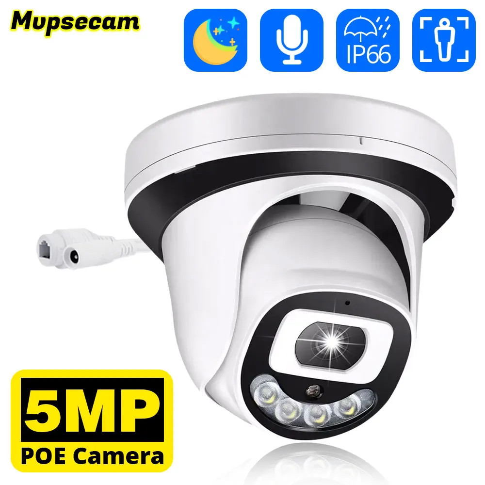 

5MP IP Camera PoE AI Human Detection Remote Access CCTV Security Cameras Dome Waterproof Audio Video Surveillance for NVR System