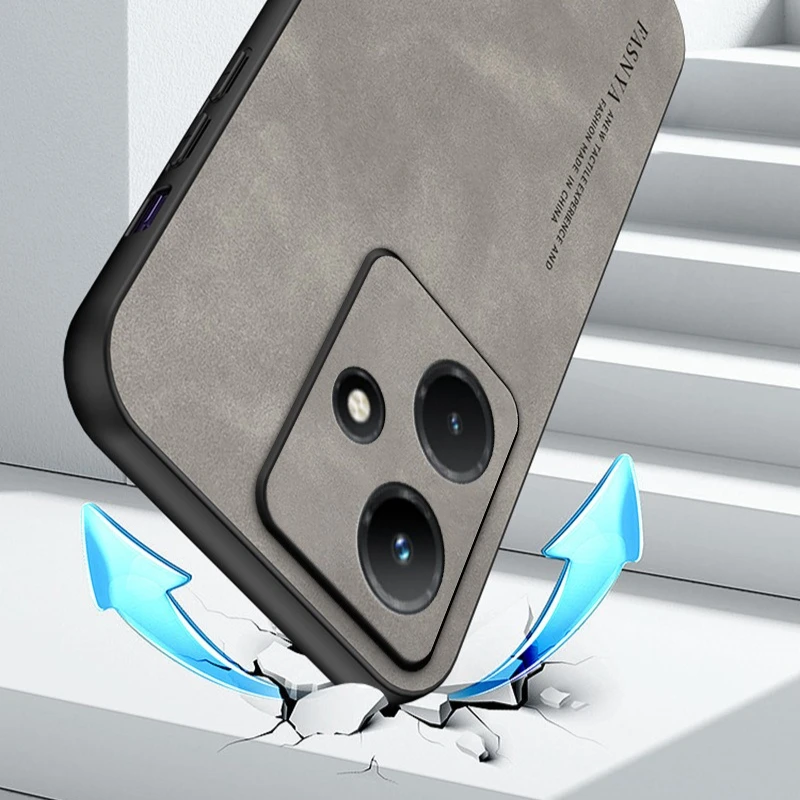 Luxury Leather Silicone Shockproof Bumper Case with Frosted Matte Finish