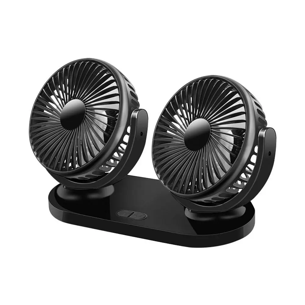 휴대용 듀얼 자동차 선풍기, 360 ° 회전 전기 선풍기, USB 공기 순환 팬, 대시 보드 자동차 선풍기 O5v2, 5V, 12 V, 24V