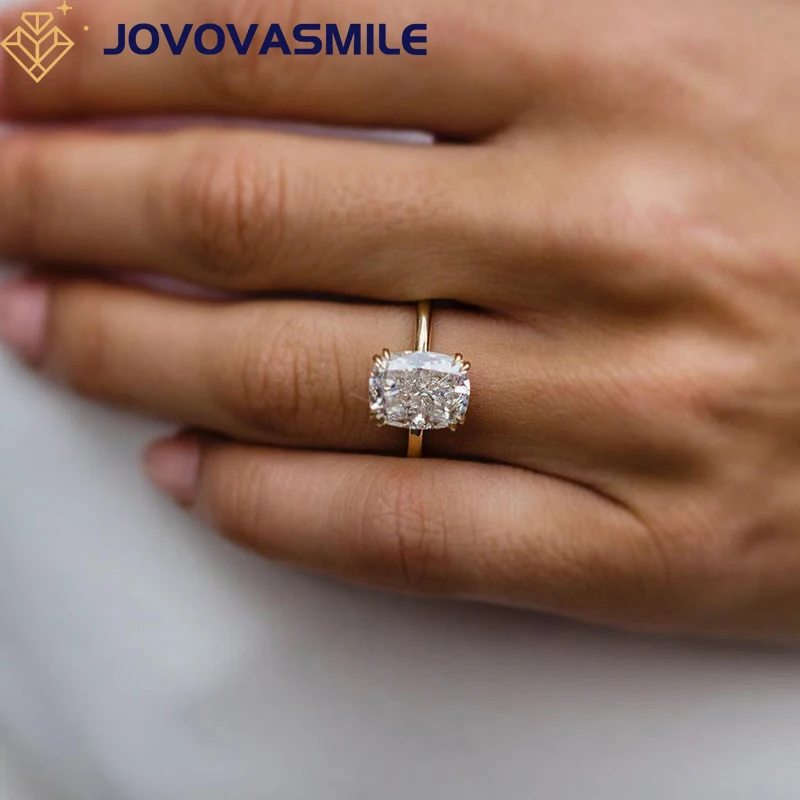 

JOVOVASMILE Moissanite Wedding Ring 6.5 Carat 12.25x9.75mm Crushed Ice Hybrid Cushion Cut 14k Yellow White Gold Solitaire Rings