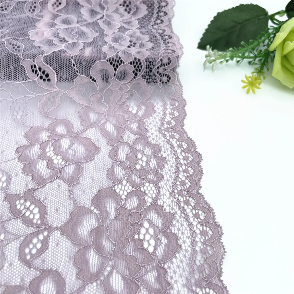 3y/lot Width 26cm Grape Purple Elastic Stretch Lace Trim 2
