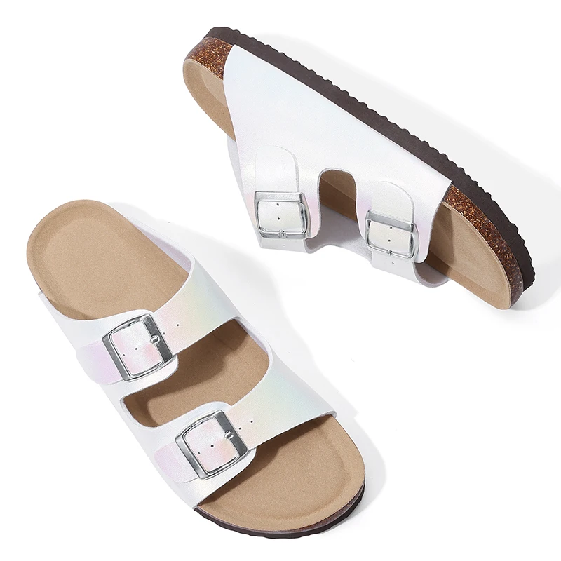 Women Comfortable Summer Beach Slippers With Double Buckle