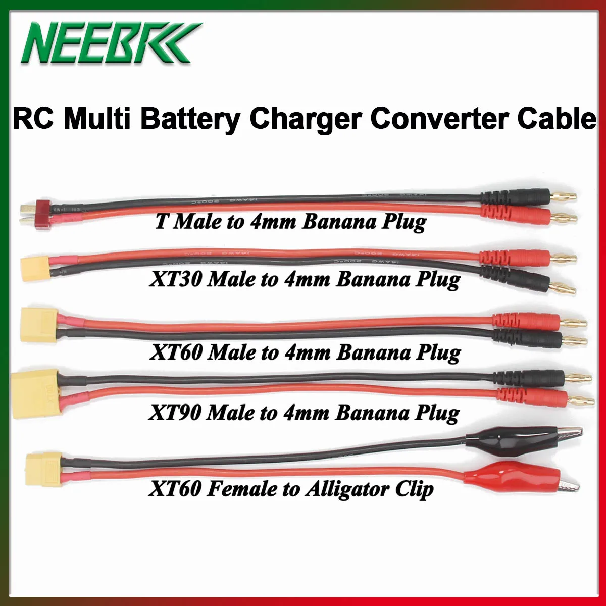 RCMultiBatteryChargerAdapterConverterCableT/XT30/XT60/XT904.0mmBananaAlligatorClipsPlugforIMAXB6B6ACModelCar-AliExpress26