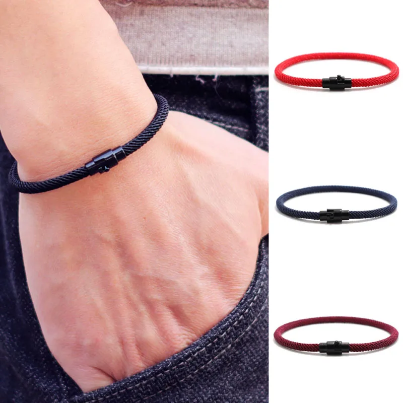 Men Simple Rope Leather Bracelet Outdoor Accessory
